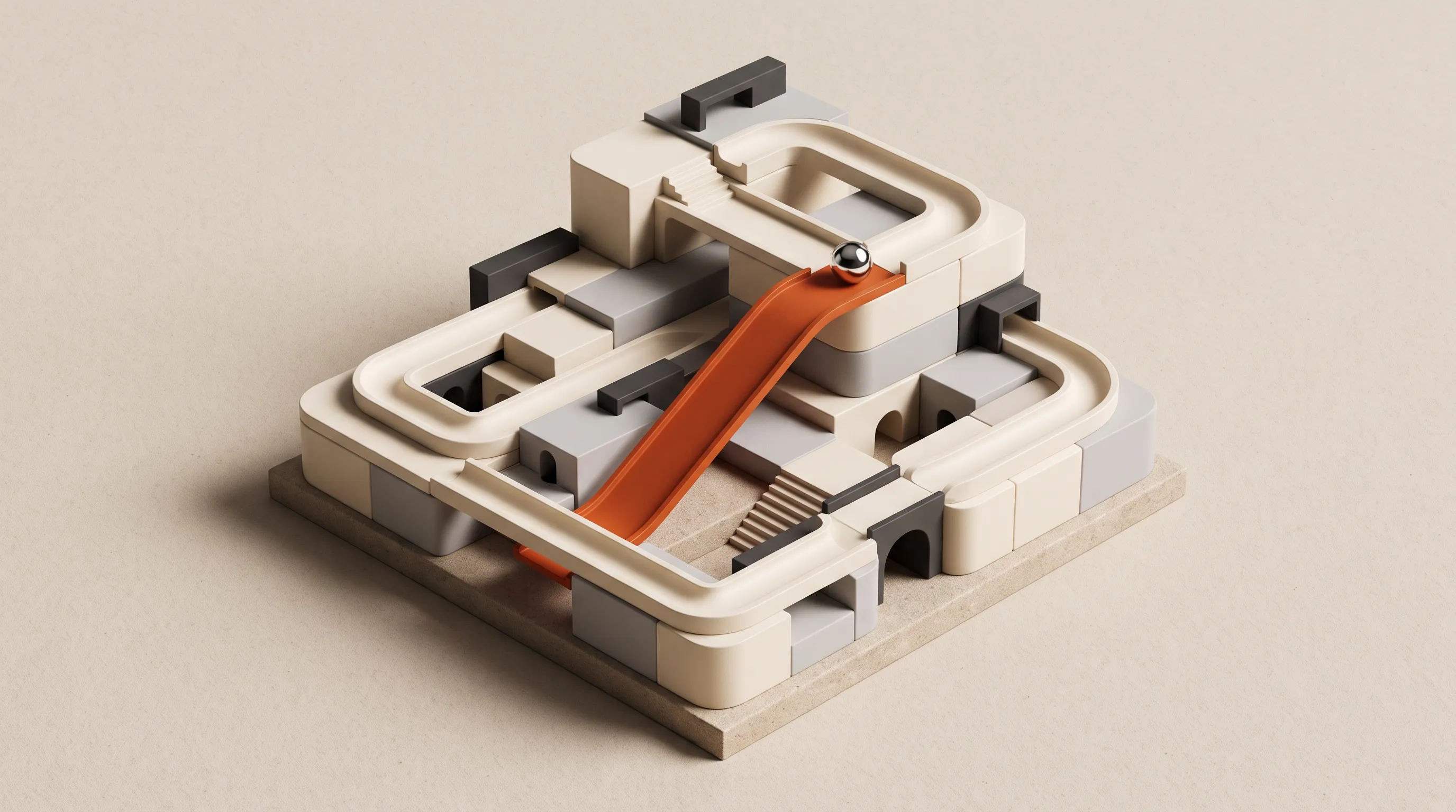 Conceptual modular architecture with connected operational pathways